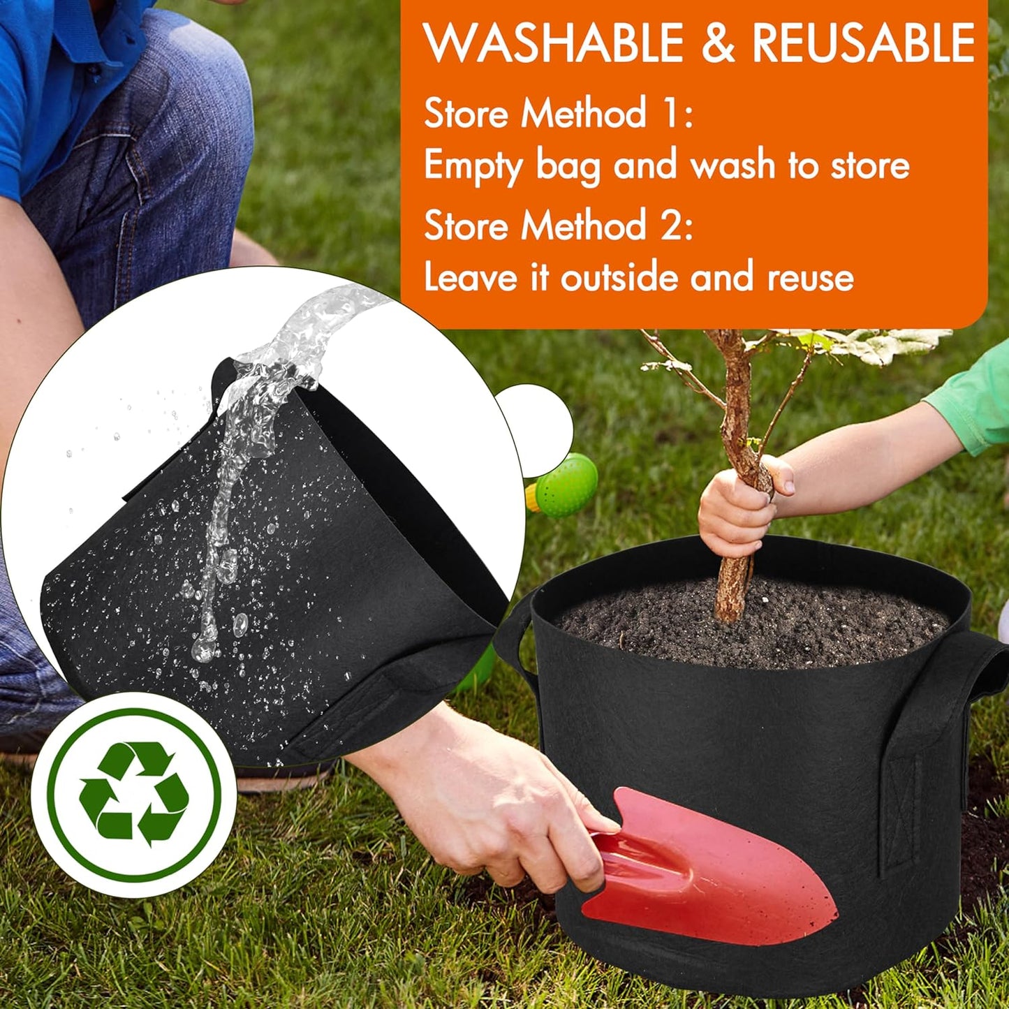 Gardzen 10-Pack 5 Gallon Grow Bags, 300G Thickened Fabric Grow Bags with Handles, Heavy Duty Aeration Plant Grow Bags