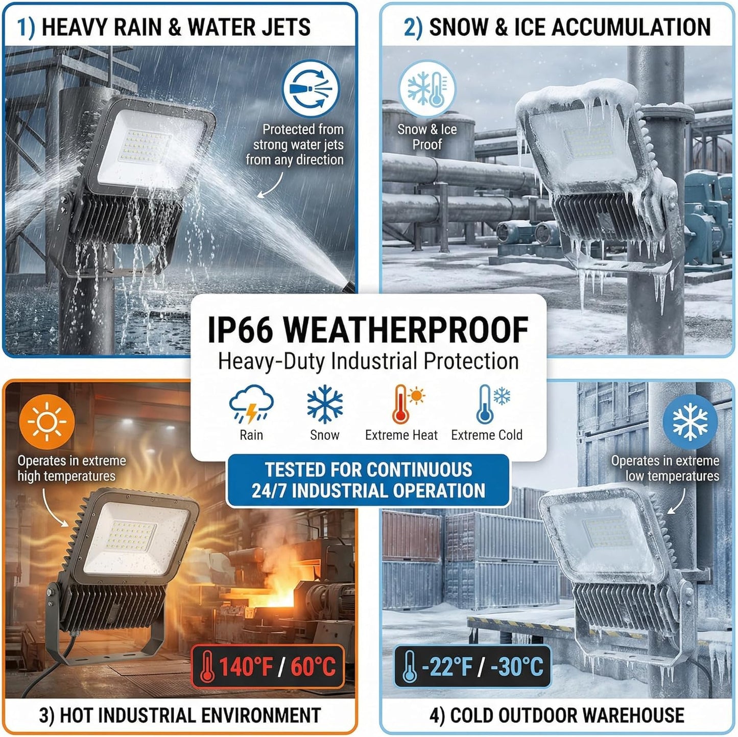 XXBSAZ LED Flood Light Outdoor, High Power Commercial Work Light, IP66 Waterproof Daylight Super Bright Security Stadium Lights for Parking Lots, Warehouses, Yard (2, 200, Watts)