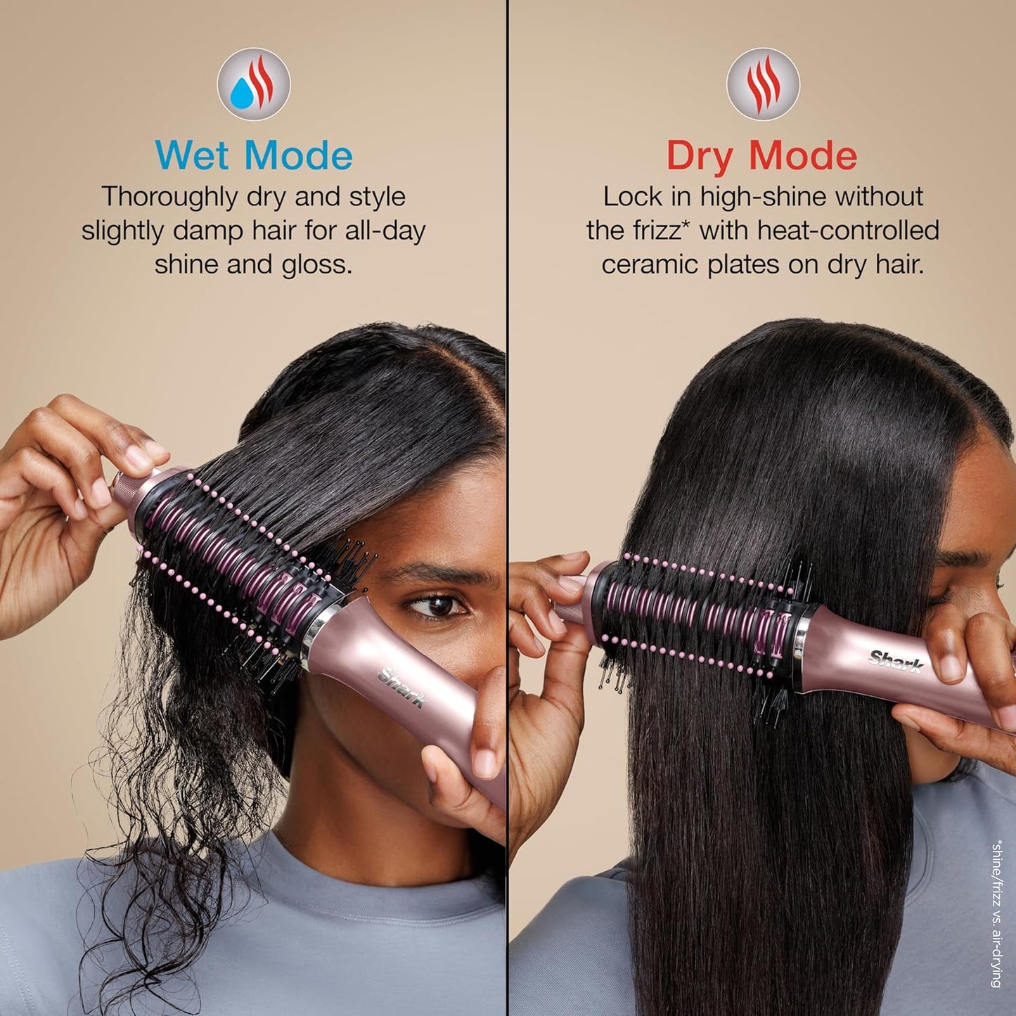 Shark Glossi 2-in-1 Hot Tool and Air Glosser | Ultra-Fast, Ultra-Glossy Blowouts at-Home | Heat-Controlled Ceramic, Curly, Coily, and Color Friendly | Lychee | HT302PK