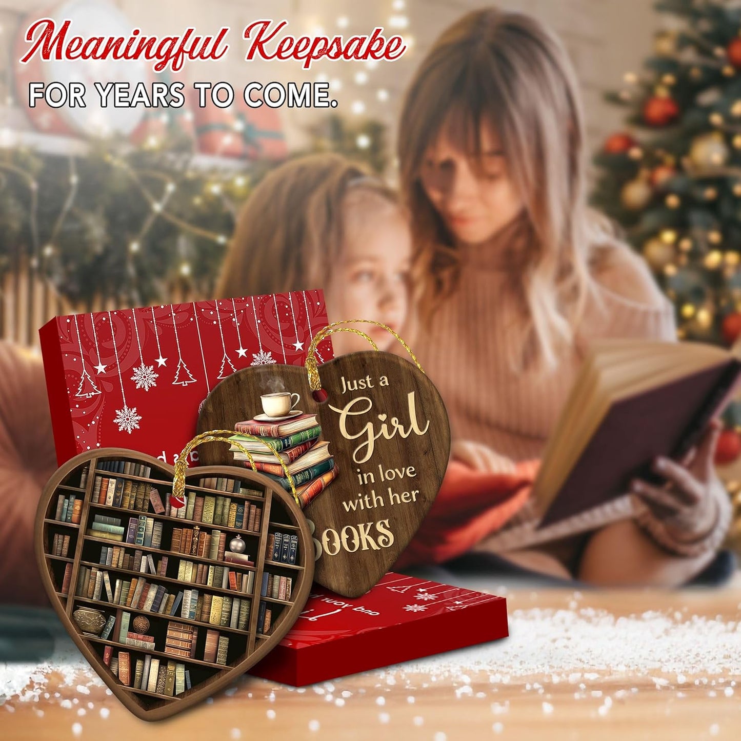 Book Lovers Christmas Ornament 2025 – Just a Girl Who Loves Books, Book Club, Library Christmas Ornament 2025 – Unique Gifts for Readers, Book Lovers, Ceramic Christmas Tree Decorations