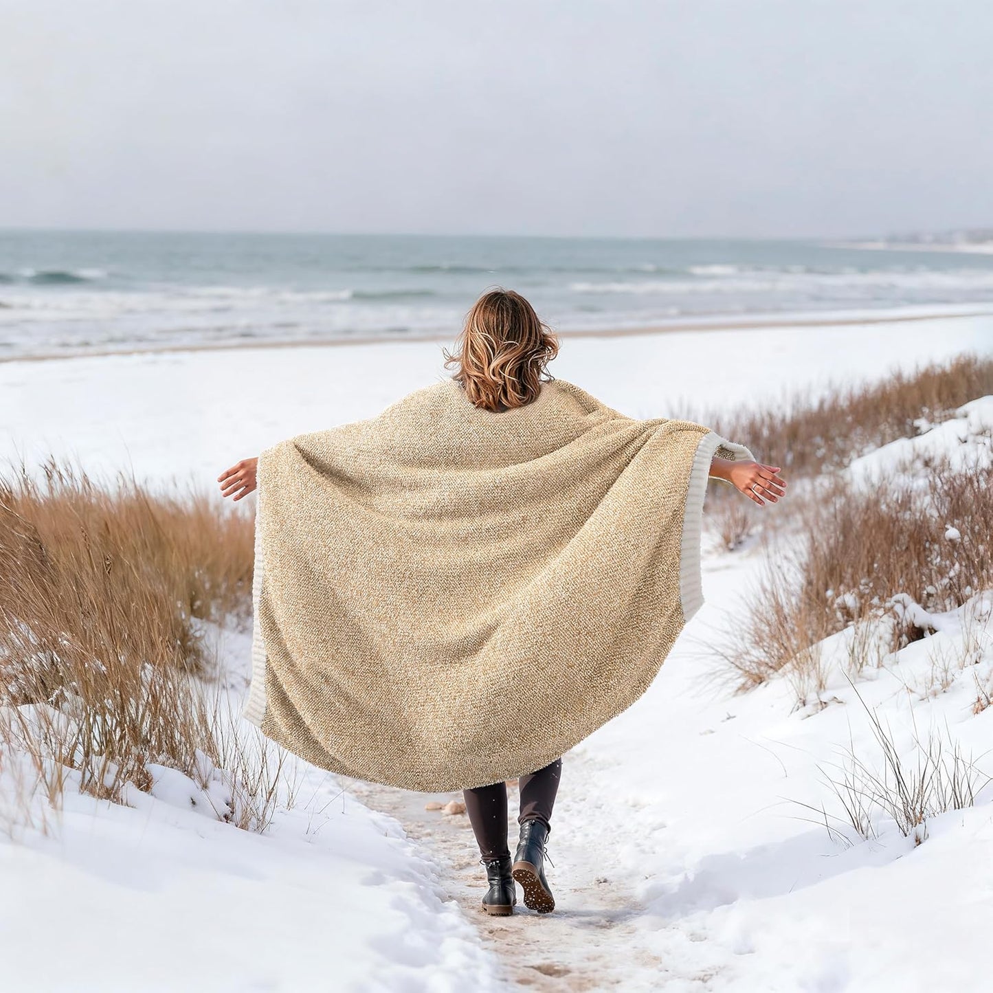 Joiedomi Twin Blanket for Couch Bed, Light Camel Knitted Blankets Gifts for Women Mom Girls, Cozy Cute Soft Throw Home Room Decor Aesthetic for Women Mothers Birthday Gifts 60x80 Inches