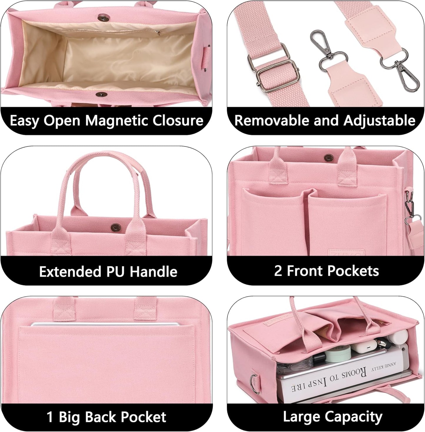Canvas Tote Bag for Women,Women's Bags Crossbody Bags Work Laptop Tote Bag Large Handbags Purse for Travel Nurse Teacher