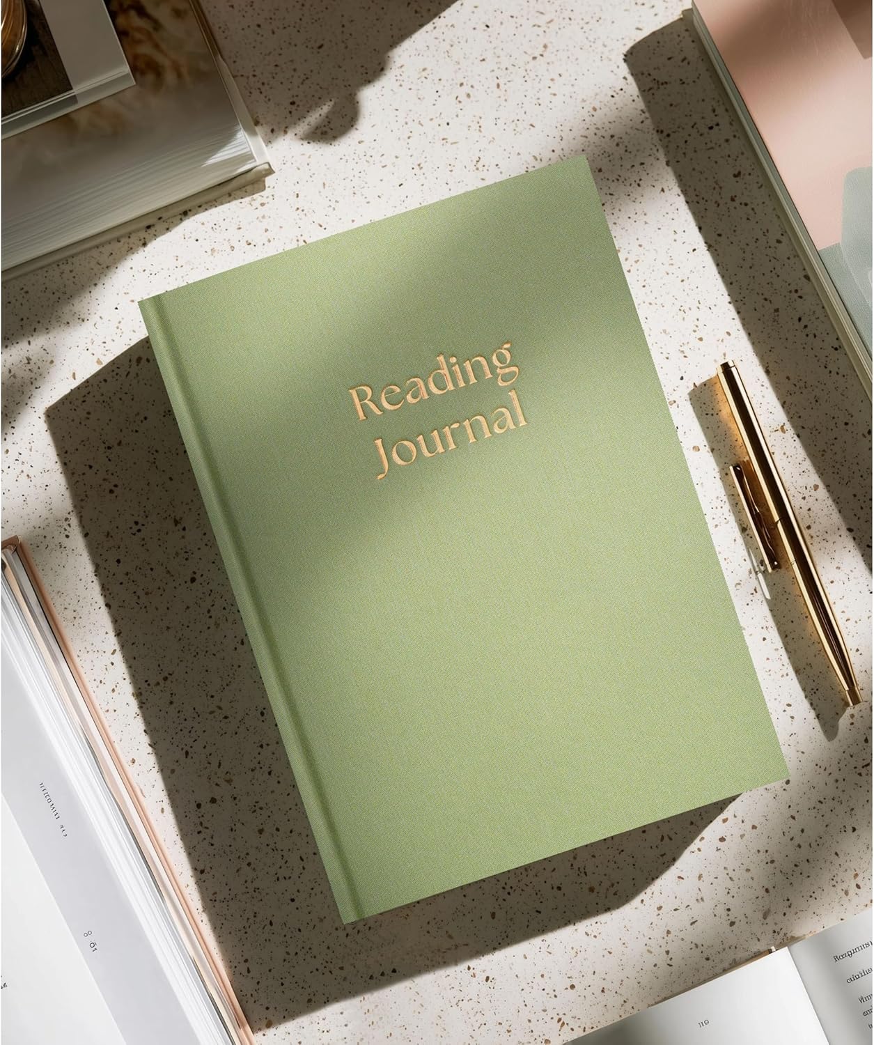 Reading Journal - 52 Reviews - Book Journal Gift for Book Lovers - Review, Log & Track Your Reading - Avid Readers Accessories - Linen Hardcover - Sage Green