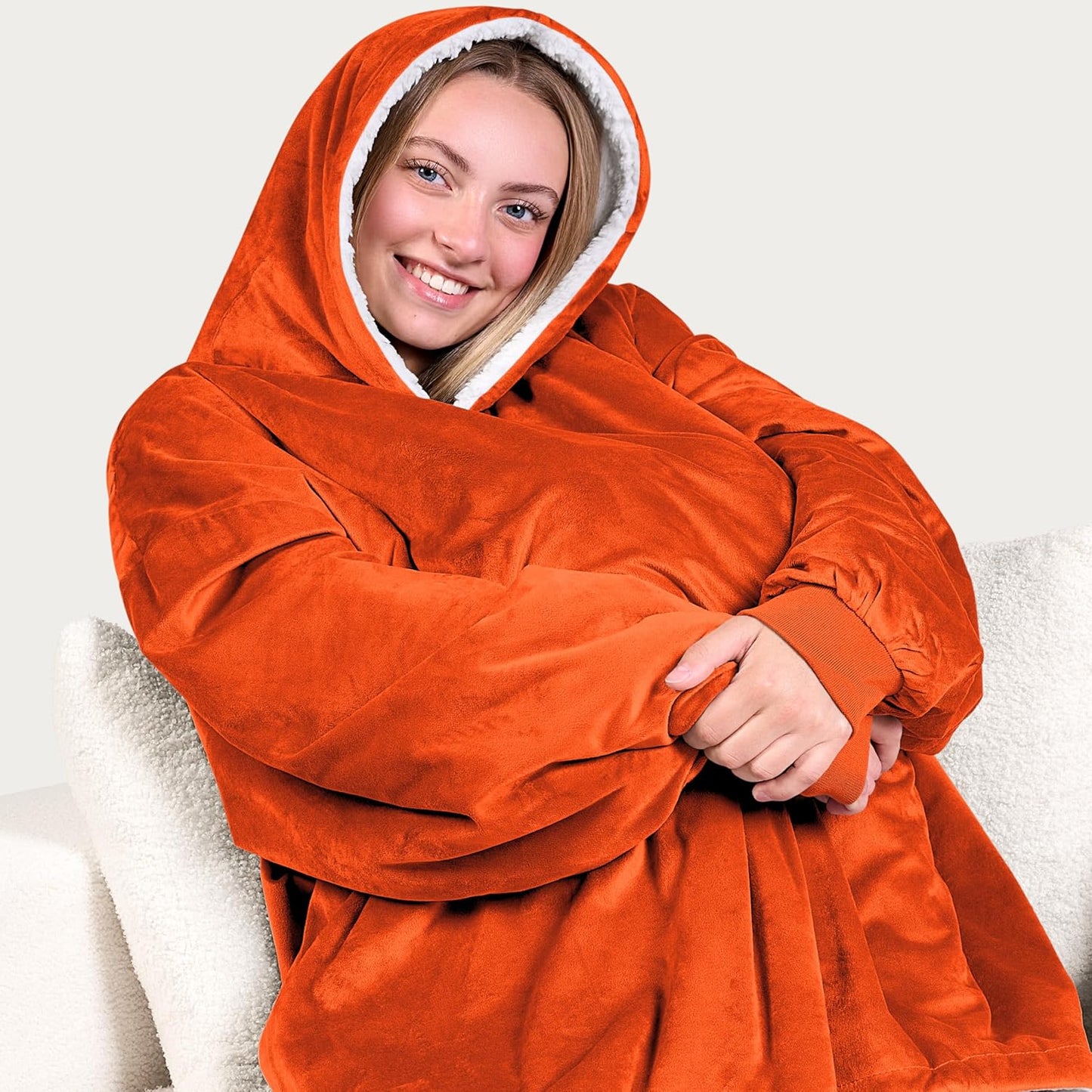 Bare Home Wearable Blanket Hoodie - Soft Plush Sherpa - Warm and Cozy - Oversized Wearable Blanket - Adult & Kid Sizes
