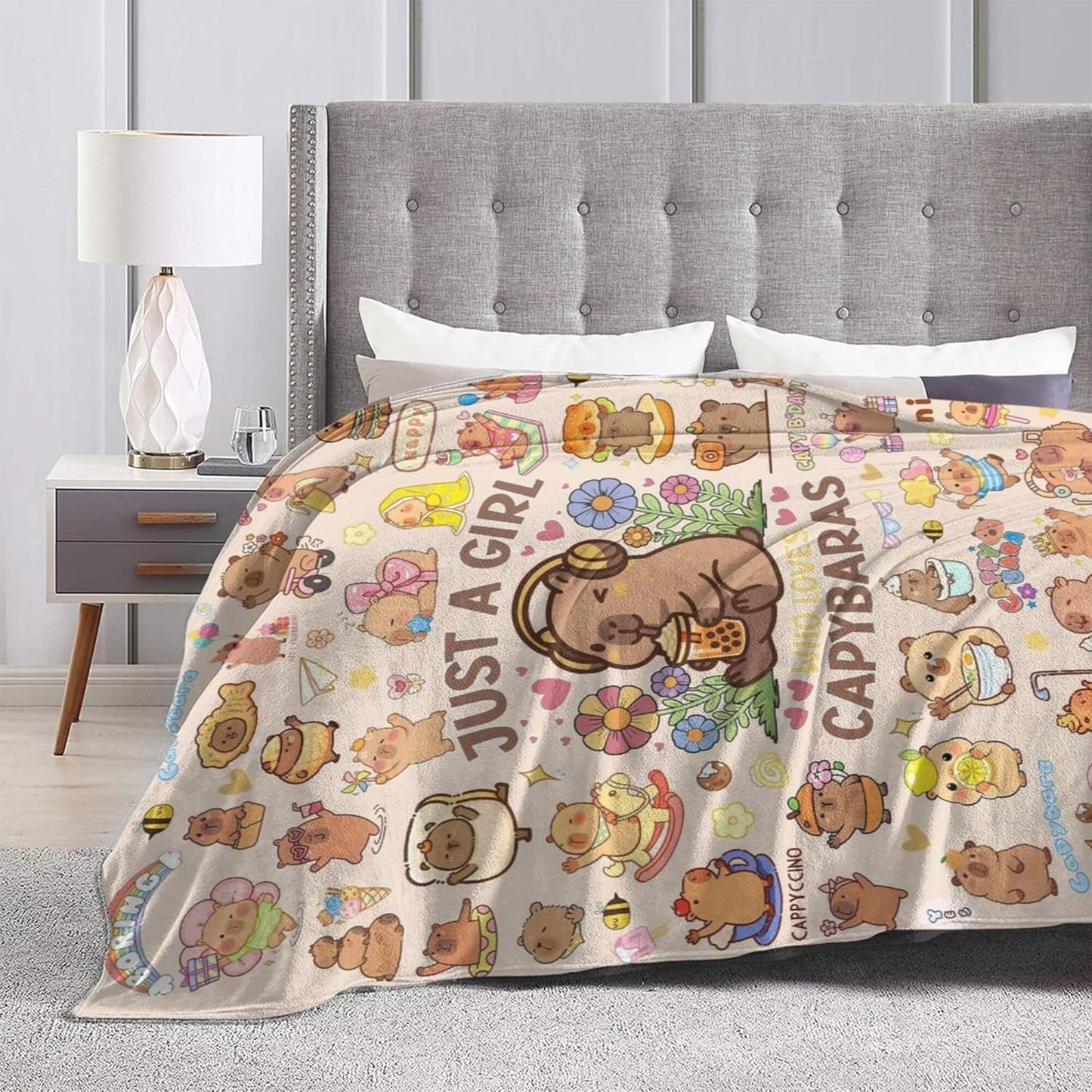 Capybara Gifts Blanket for Kids Girls Boys Adults Animals Lovers, Flanne Throw Blanket, Soft Cozy, Warmth, Fluffy Fuzzy Blankets for Couch, Bed, Travel, Living Room, Home, Decor (Capybara, 60"x50")