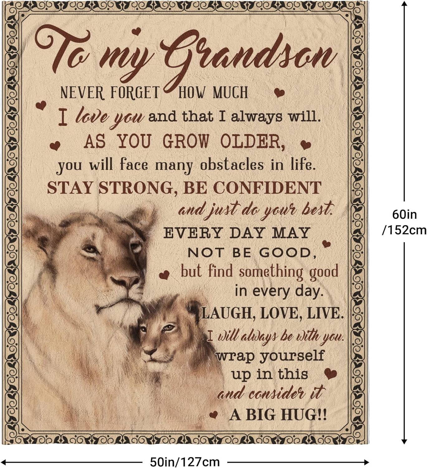 Grandson Gifts Blanket, Grandsons Gift from Grandma, Grandson Gifts from Grandma/Grandpa, Grandson Birthday Gift, Graduation Party Gift Ideas Decor Throw Blankets 60"X50"