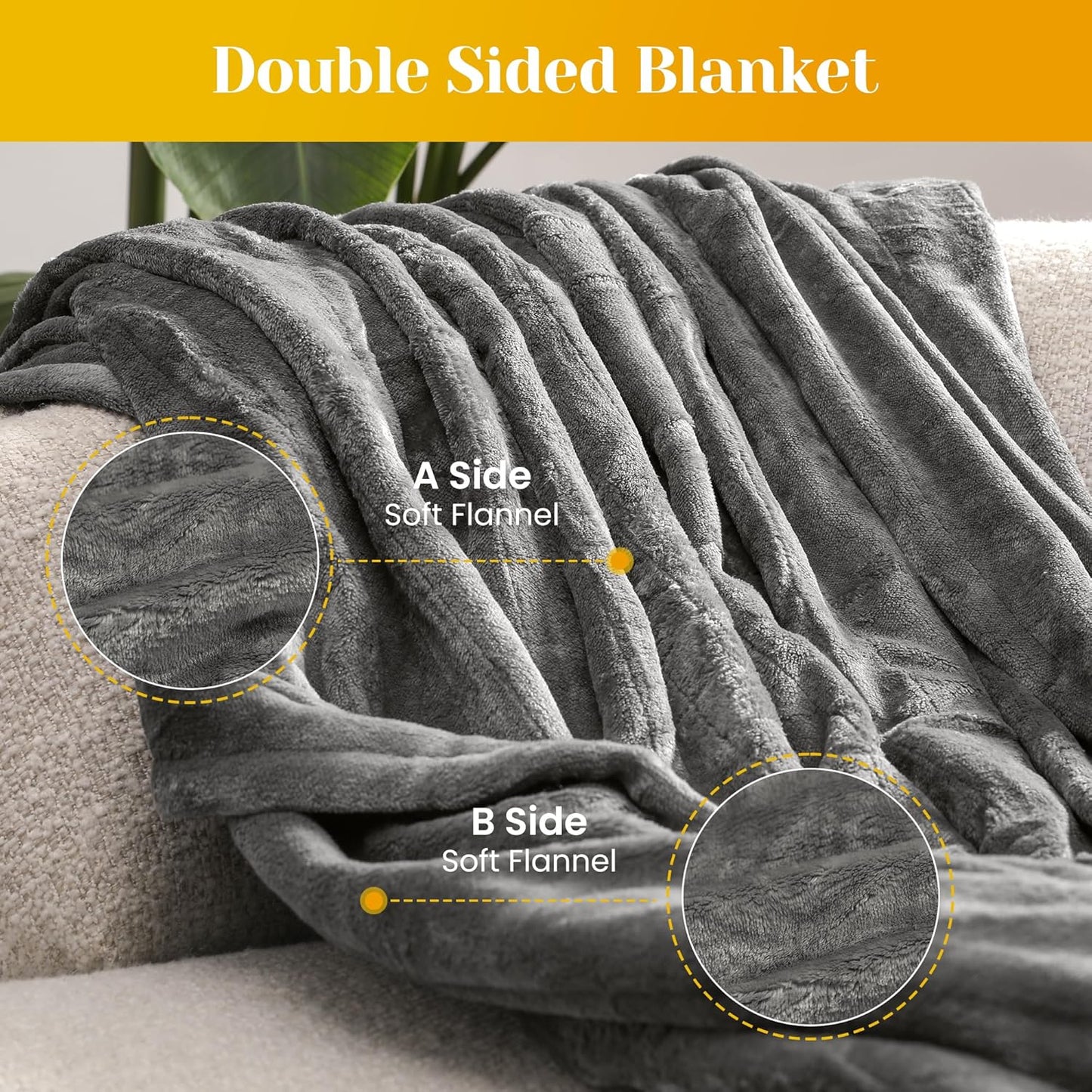 SUNVIVI Electric Blanket King Size, Heated Blanket Dual Control Soft Flannel, 10 Heat Settings, 12 Hours Auto Off, Machine Washable, 5 Years Warranty, Overheat Protection, ETL Certified, Grey