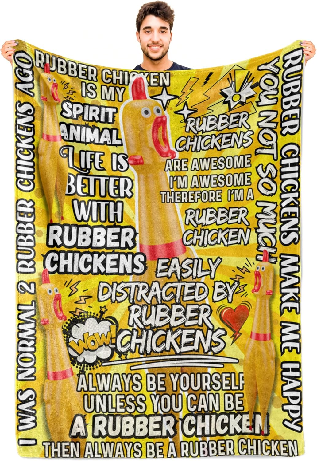 Rubber Chicken, Giant Rubber Chicken, Flannel Throw Blanket for Adults, Sons, Brothers, Best Friends, Coworkers, 50 X 65 Inches