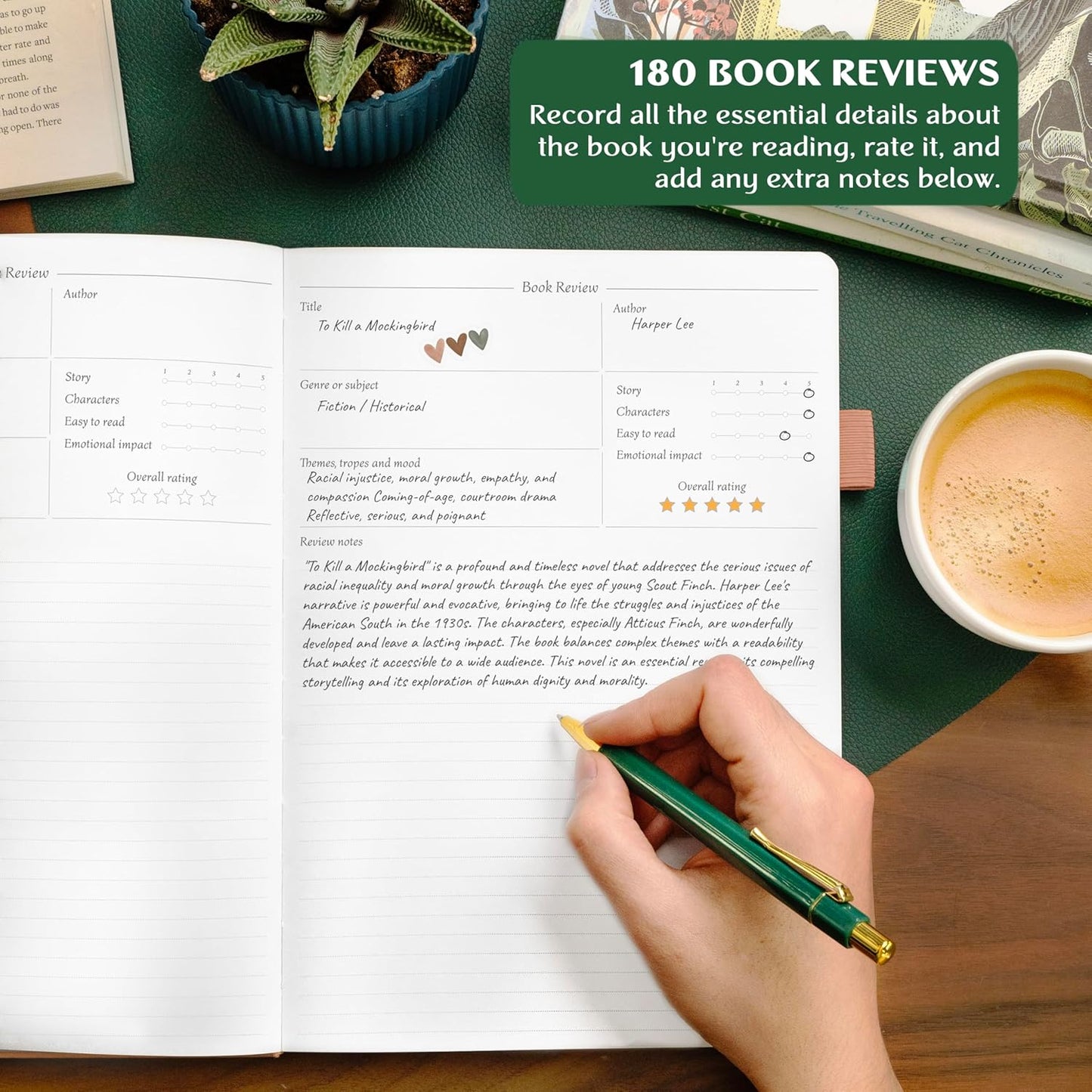 Legend Reading Journal for Book Lovers – Reading Log Tracker for Adults & Kids – Book Nerd Gifts & Accessories, 180 Reviews (Rose Gold)