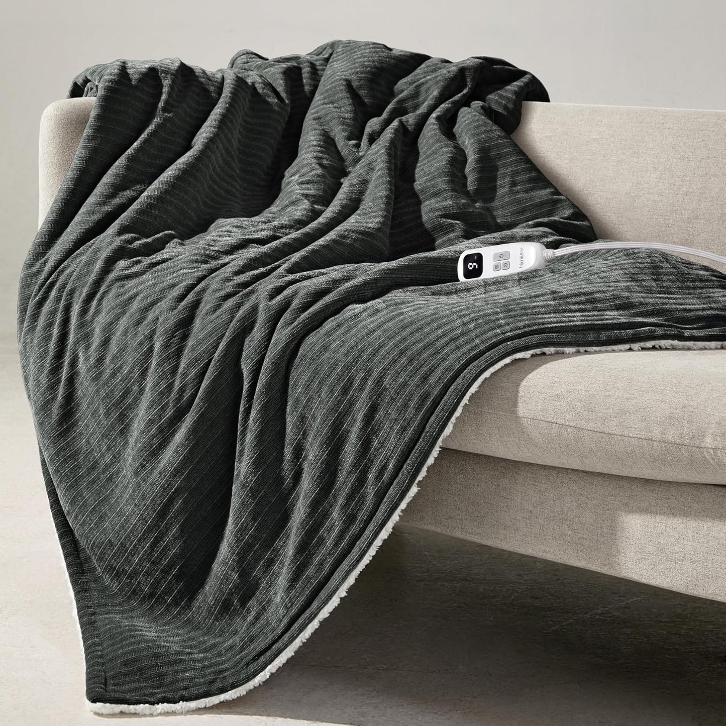 Heated Throw Blanket, 50"x60"Ultra Soft Cozy Chenille Electric Blanket with 10 Heating Levels & 2-10H Auto-Off, Fasting Heating for Couch/Bed, ETL Certified, Machine Washable(Grey)