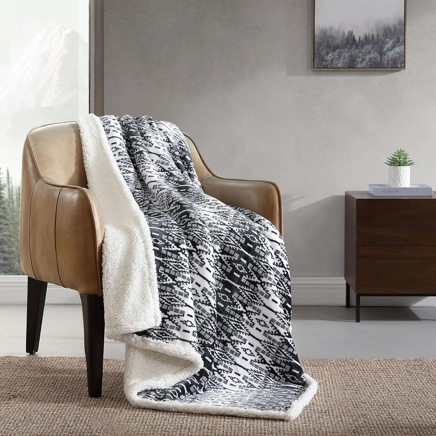 Eddie Bauer - Throw Blanket, Brushed Fleece & Plush Sherpa Soft Bedding, Blanket for Couch & Bed (San Juan Grey, 50" x 60")