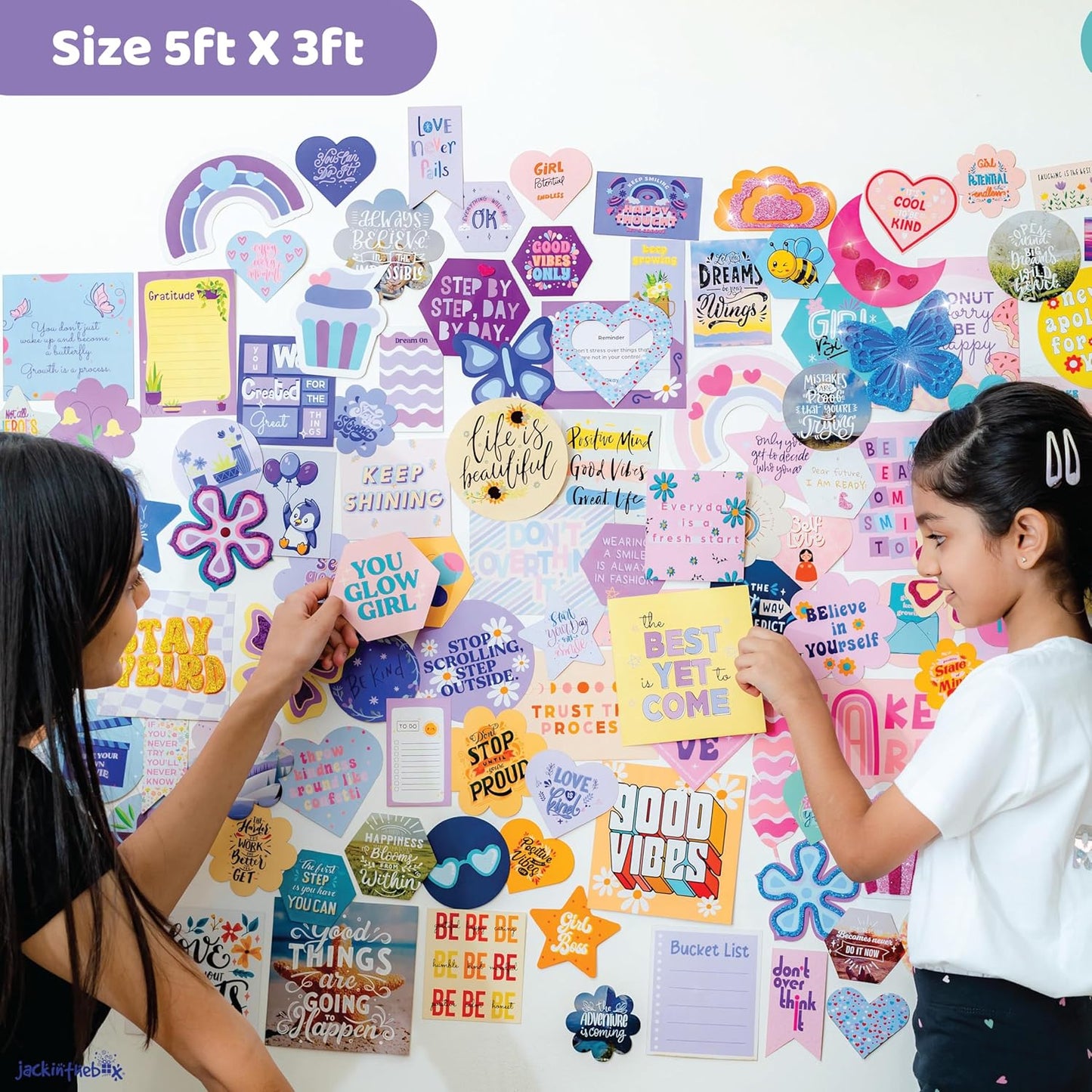 jackinthebox DIY Wall Collage Kit with Glitter Crafts, 1350 PCS, Aesthetic Wall Decor for Teen & Tween Girls, Great for 11 12 13 14 15 Year Old Girls...