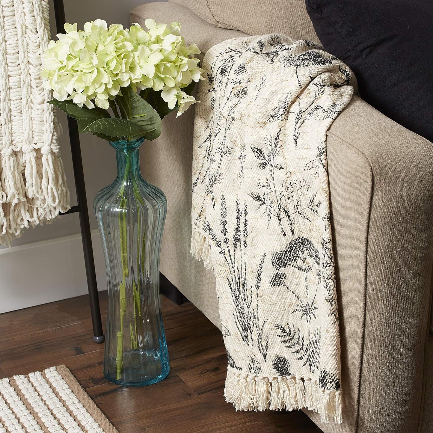 DII French Country Printed Woven Throw, 50x60, Botanical