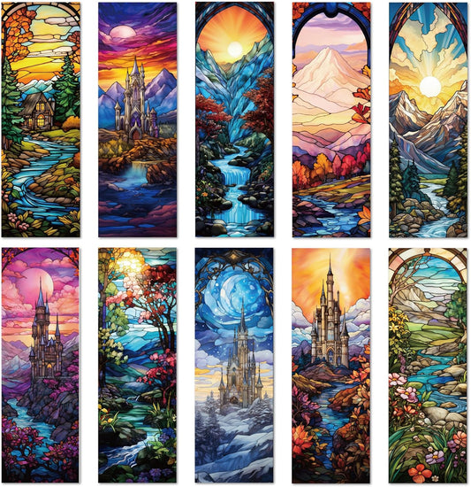 Fantasy Acotar Bookmark Gifts - 10 Pcs Personalized Stained Glass Bookmarks for Women Book Lovers Dark Romance Vintage Page Marks Reading Accessories Bookish Gift for Birthday Back to School