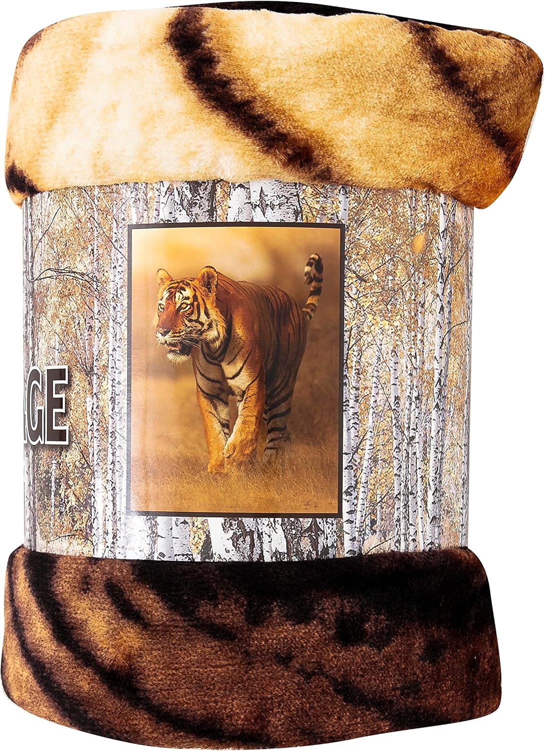 Northwest Wild Heritage Raschel Throw Blanket, 60" x 80", Savanna Tiger