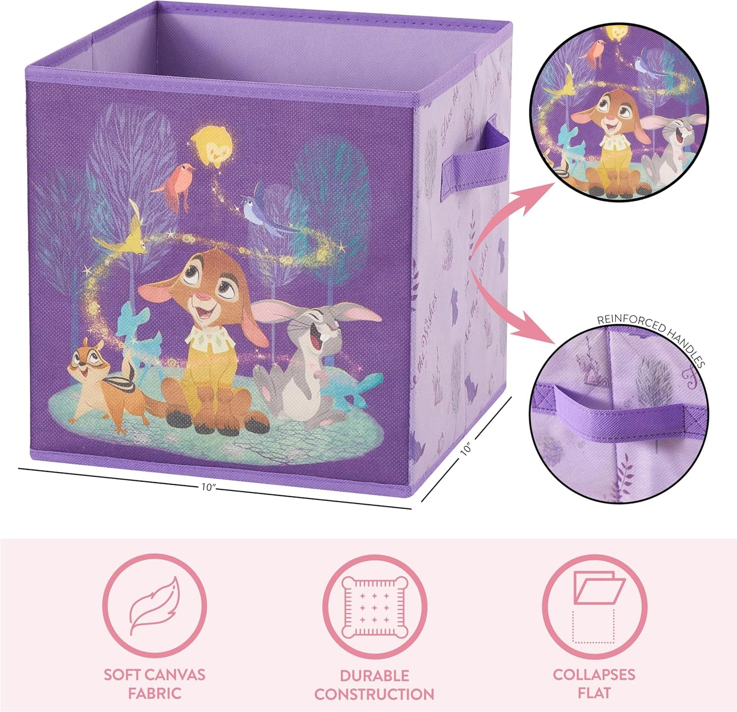 Disney Wish Set of Two Spacious Collapsible Storage Cubes, 10"x10"