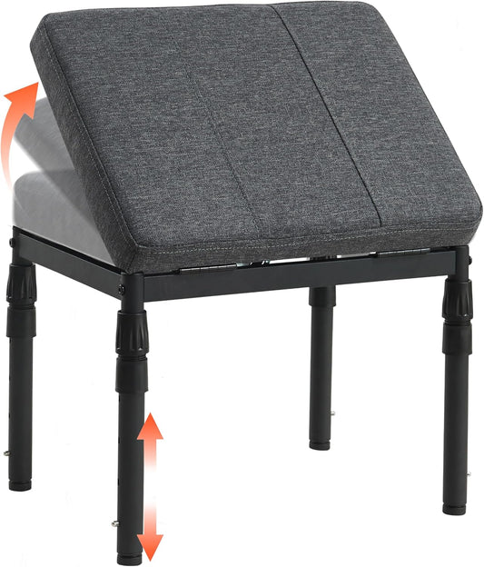Adjustable Ottoman Pouf, 4 Height Position & 60 Degree Tilt Angle Adjustment Footrest Ottomans Footrest Foot Stools Pouffe Footstool for Under Desk for Living Room Home(Carbon Gray)