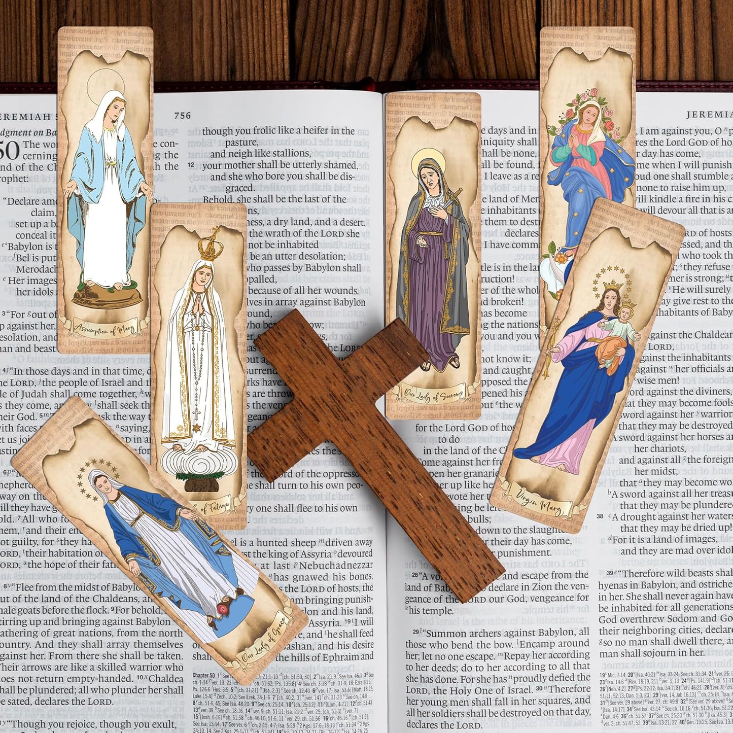 Religious Bible Catholic Bookmarks, 48 Pcs Virgin Mary Christian Book Markers, Scripture Bible Study Gifts for Women Men Book Lovers