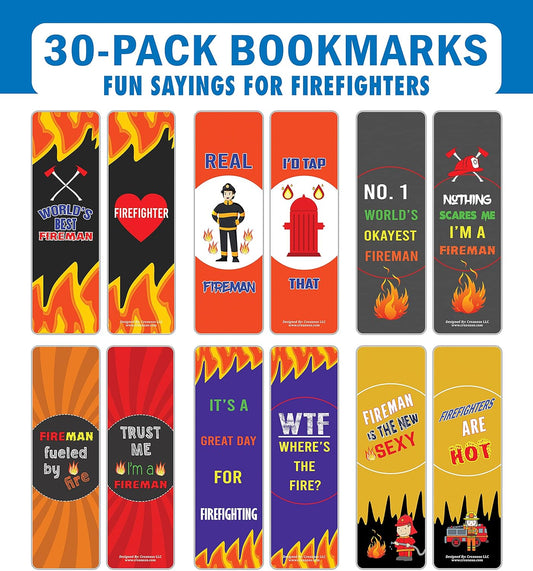 Creanoso I am a Firefighter Bookmarks (5-Sets X 6 Cards) - Cool Book Page Clippers Collection Set for Firemen – Great Token Giveaways - Unique Stocking Stuffers Gifts