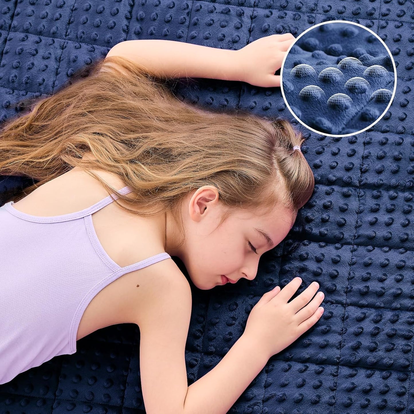 yescool Weighted Blanket 3 lb Blue Small Weighted Lap Blanket for Boys and Girls, Cooling Weighted Throw Blankets Minky Heavy Blankets, Christmas Gifts for 20-45lbs, 36 * 48in