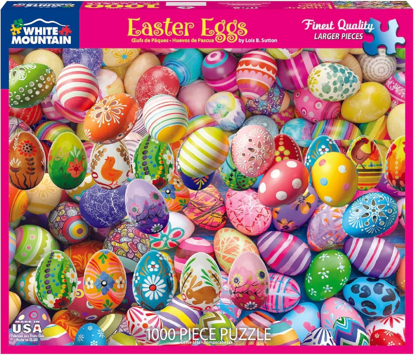 White Mountain 1000 Piece Jigsaw Puzzle Easter Holiday Collage Puzzles with Large Pieces Gift for Adults and Family 24"x30" - Easter Eggs