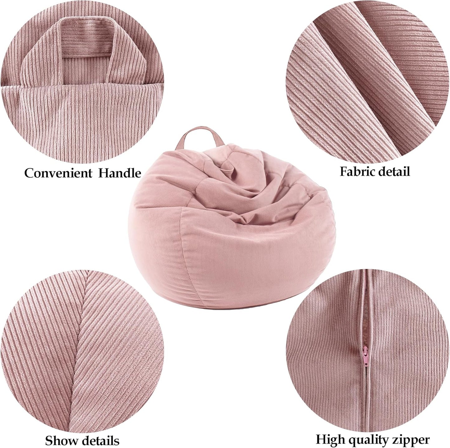 LPMOERA Stuffed Animal Storage Bean Bag Chair Cover (No Filler) For Kids and Adults.Pets Dogs/Cats Lazy Beds.Soft Premium Corduroy Stuffable Bean Bag For Organizing Children Plush Toys or Memory Foam