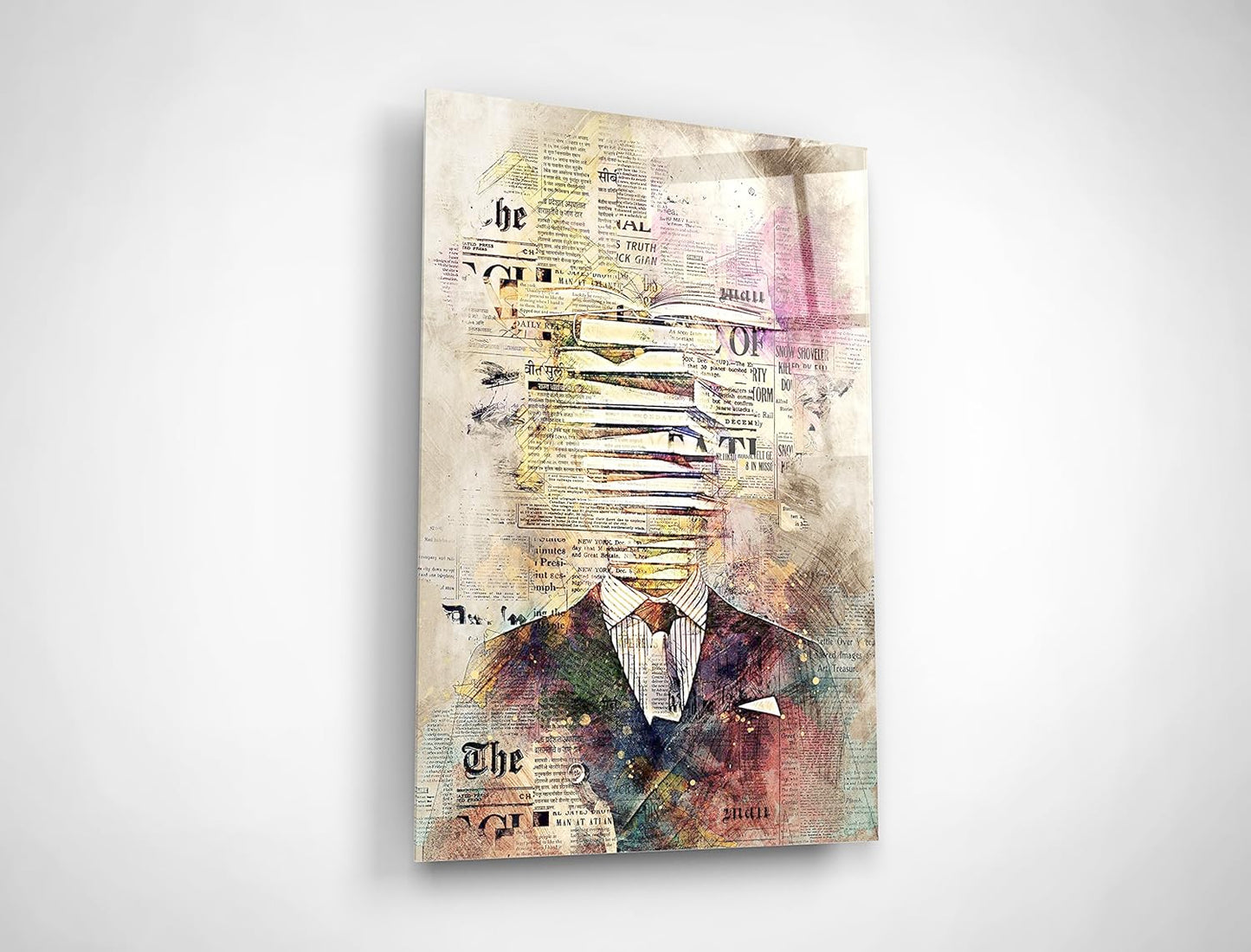 Book Lover Wall Art Literary Gifts Whimsical Painting Aesthetic Imaginary Home Library Decor Glass Canvas Print Modern Writer Office Decoration