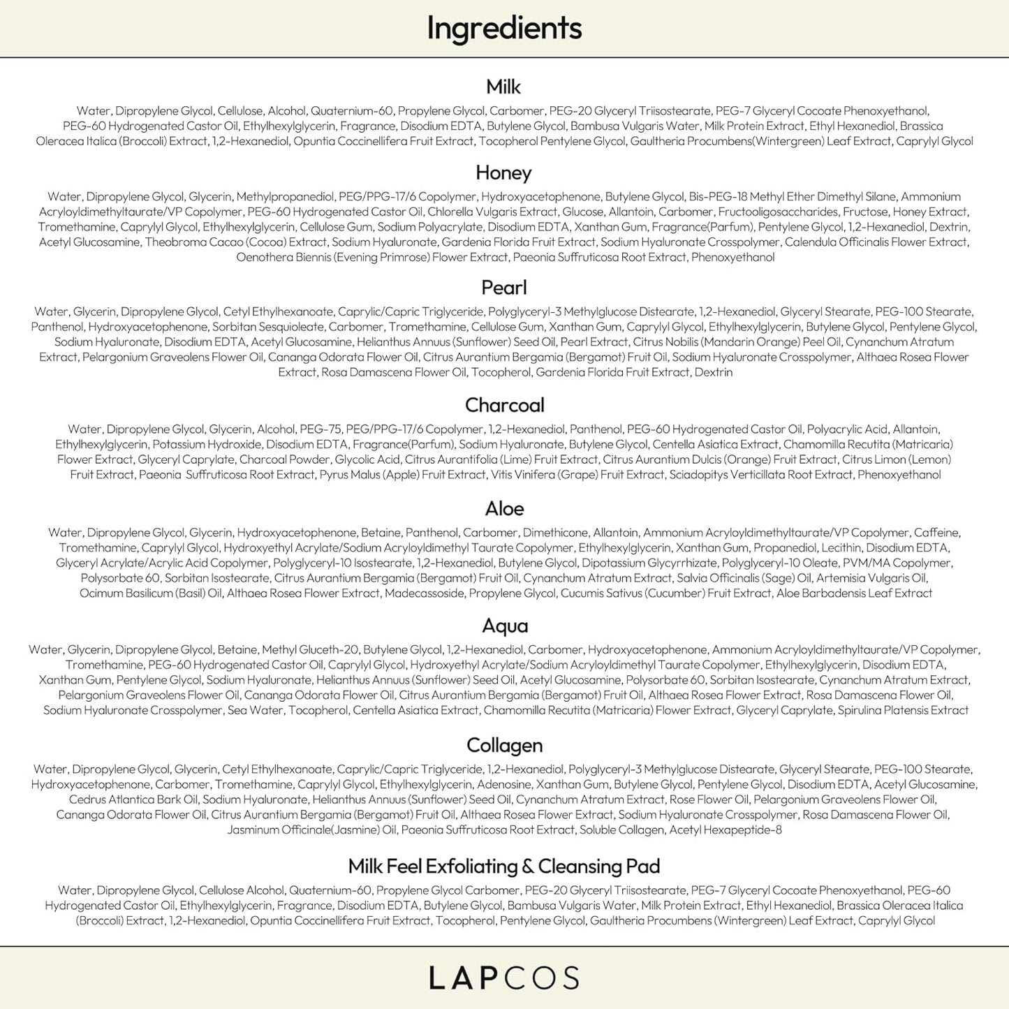 LAPCOS Daily Sheet Mask Variety Pack 7+1 (Version 1) Daily Face Masks - Hydrate, Clarify, Nourish, Exfoliate & Renew Skin, Korean Beauty Favorite (8 pack)