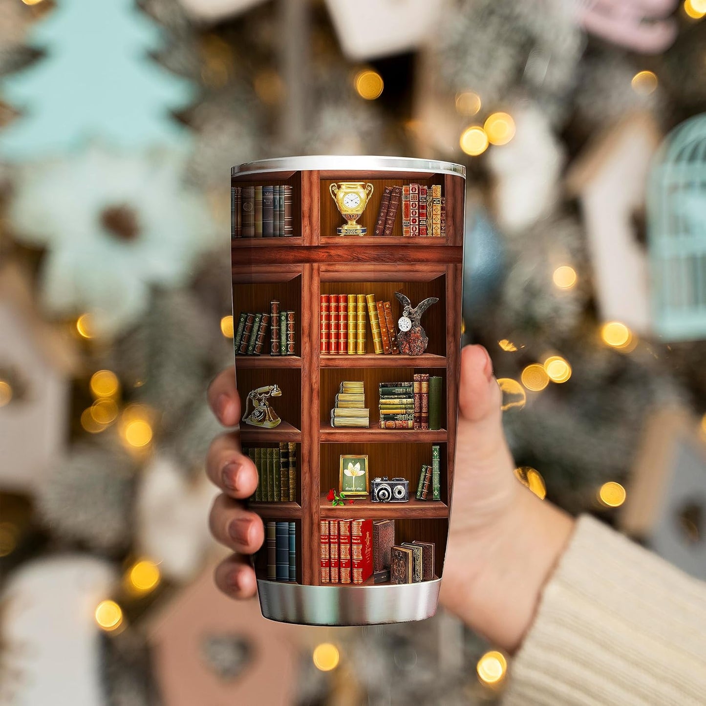 Book Tumbler Library Travel Mug Bookish Gifts For Book Lovers Women Librarian - Bookish Gifts For Readers - Reading Mug Bookshelf Mugs Nerd Writer Stainless Steel Tumbler 20oz Coffee Cups With Lid