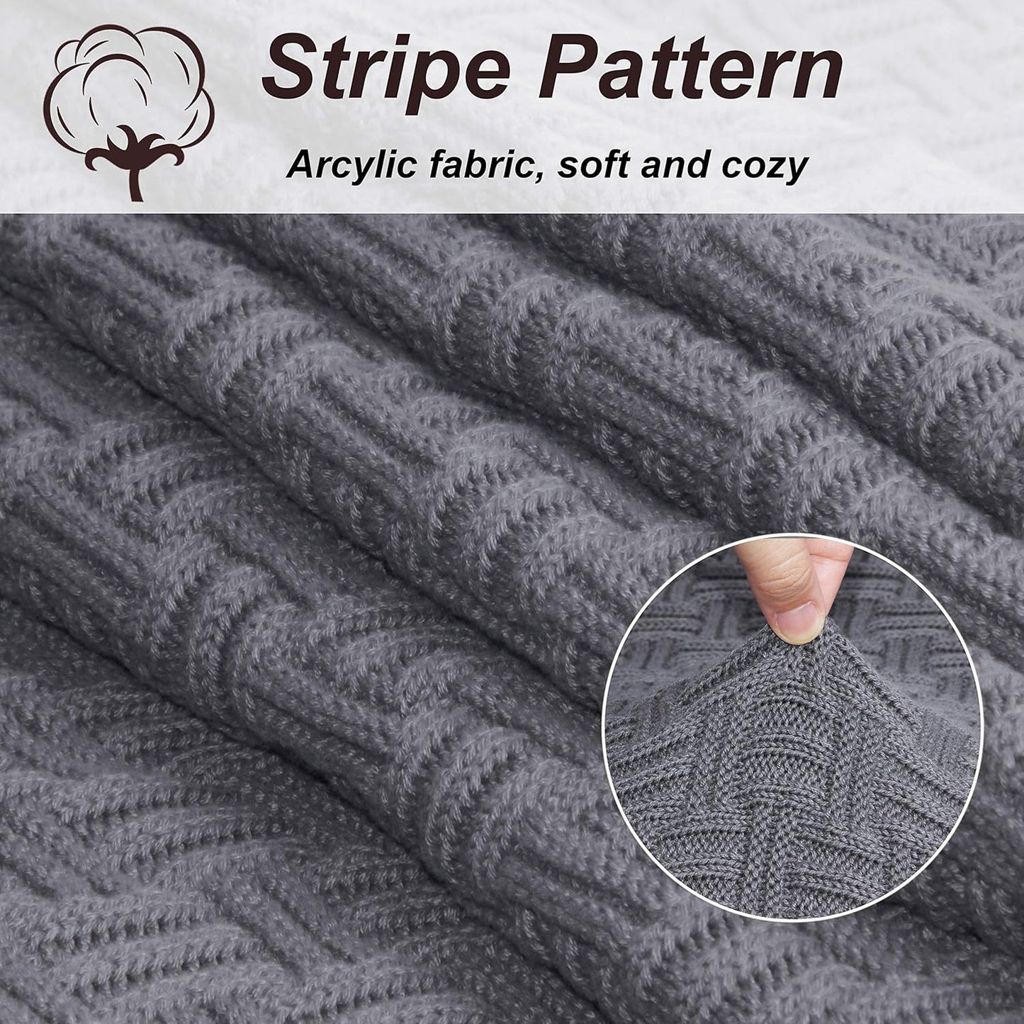 Cable Knit Throw Blanket for Couch Sofa Car Home Decor 51 x 70in