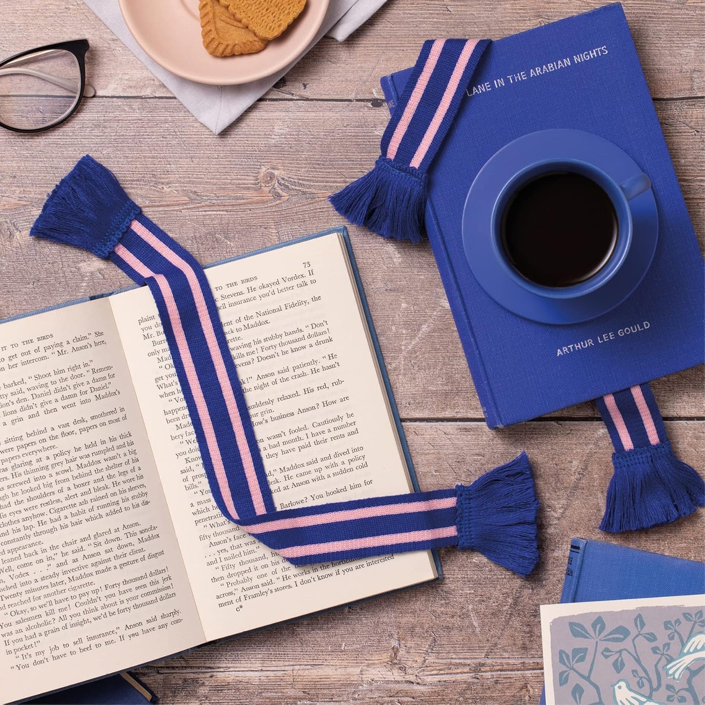 IF USA 32904 Book Scarf Bookmark - Blue & Pink