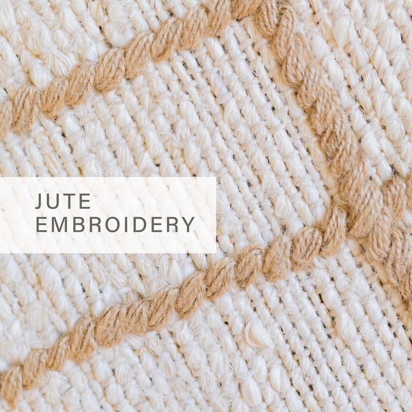 Homespice Faye Checkered Area Rug 4×6' - Jute Hand Woven Rugs for Living Room and Bedroom, Ideal for Scandinavian & Farmhouse Home Decor - Rectangular White and Brown Design with Cotton Backing