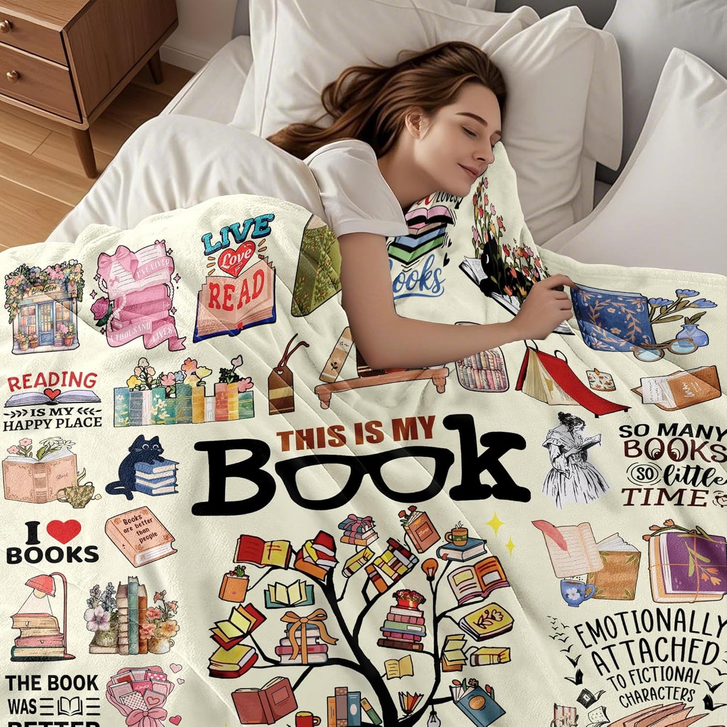 Book Blanket Reading Gifts for Books Lover Bookish Literary Blanket for Librarians Best Bookworm Gifts 50"x40"