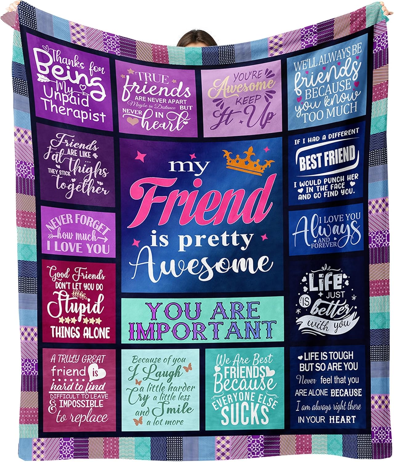 Best Friend Blanket, Best Friend Birthday Gifts for Women, Friendship Gifts for Women, Mother's Day Graduation Gifts for Best Friends, Bestie Gifts for Woman Throw Blanket 60"X50"