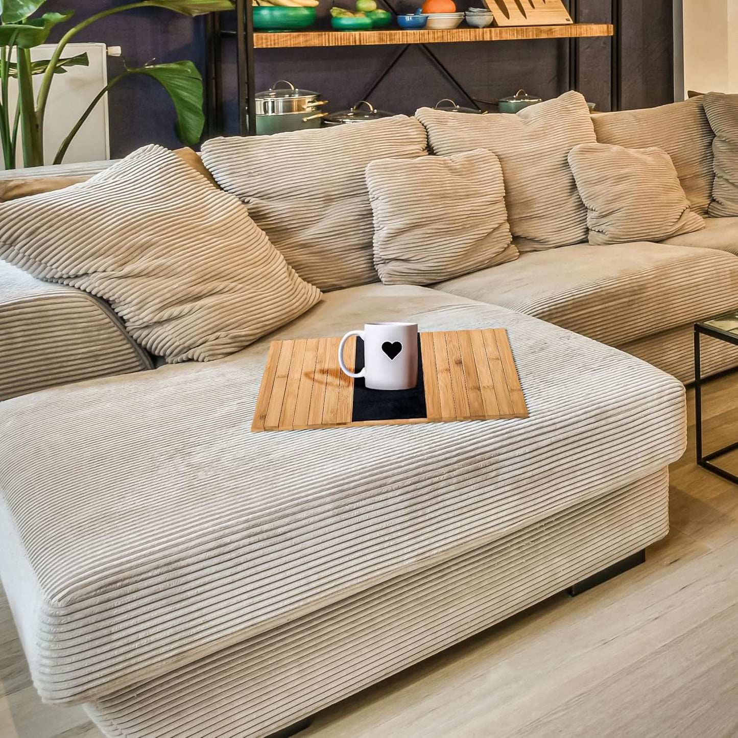 Trademark Innovations Sofa Arm Tray Couch Table Tray Couch Arm Cup Holder Couch Caddy with Cup Holder