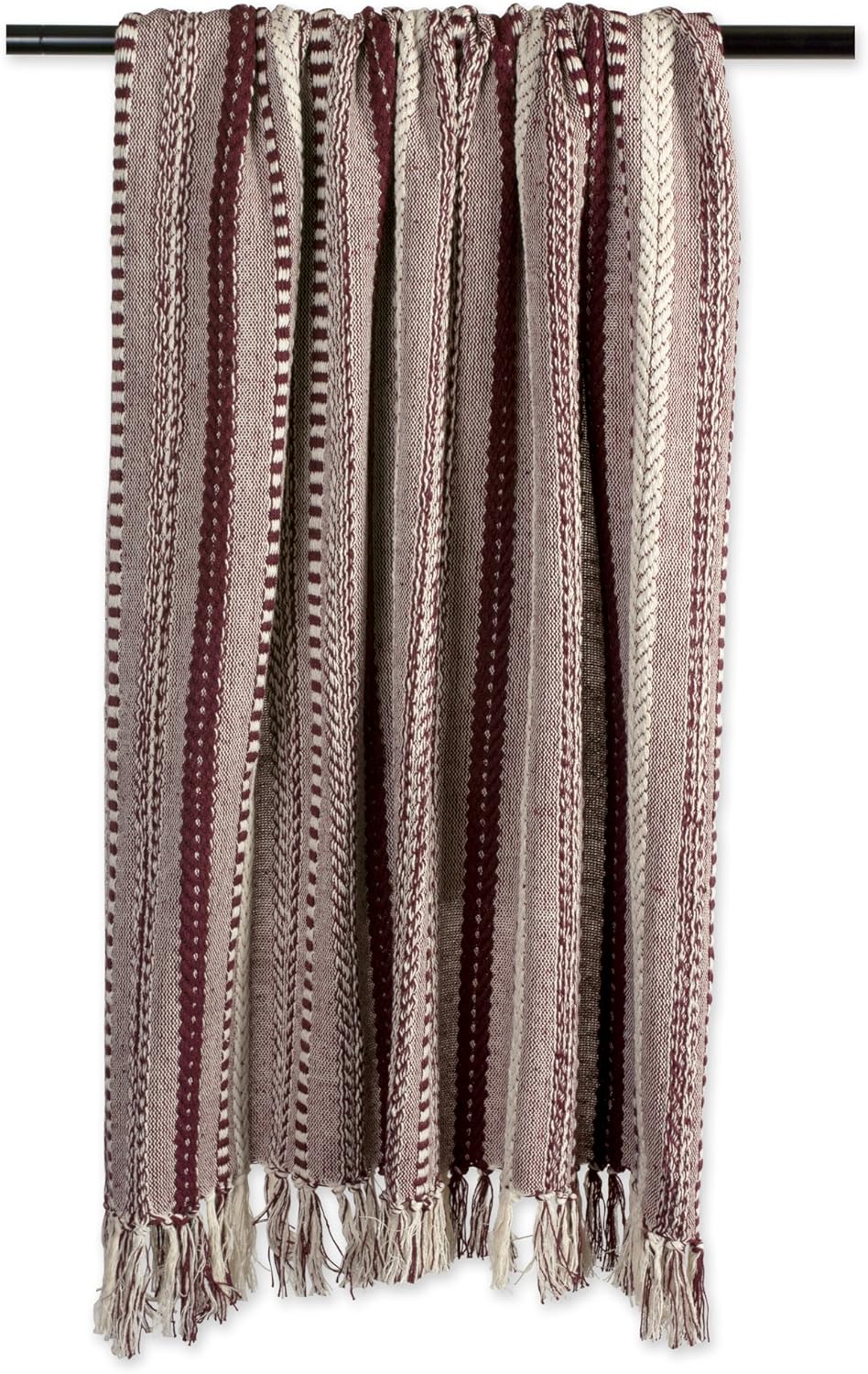 DII Braided Striped Decorative Throw Blanket, 50x60, BlackBerry