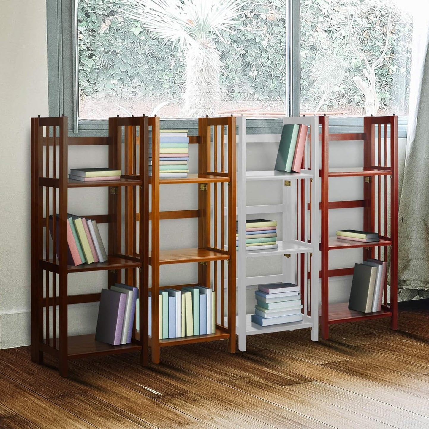 Casual Home 3-Shelf Folding Bookcase, 14" Wide, White