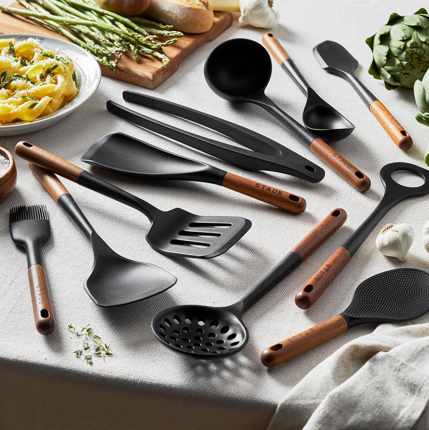 STAUB Silicone with Wood Handle 11-pc Cooking Utensil Set