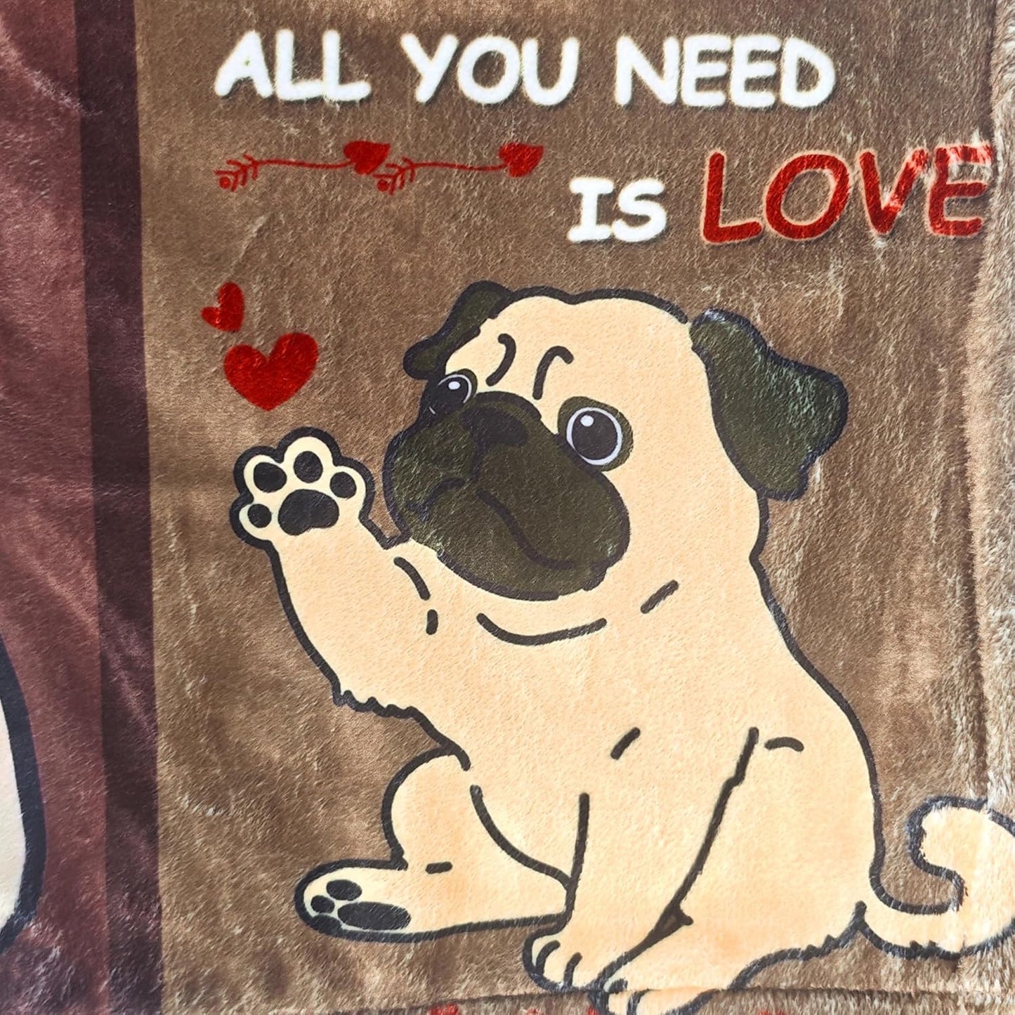 Pug Blanket, Cute Puppy Fleece Blankets Super Soft Fuzzy Gifts for Pugs Lovers Plush Throw Dog Decor (Brown Pug, 47" x 60")