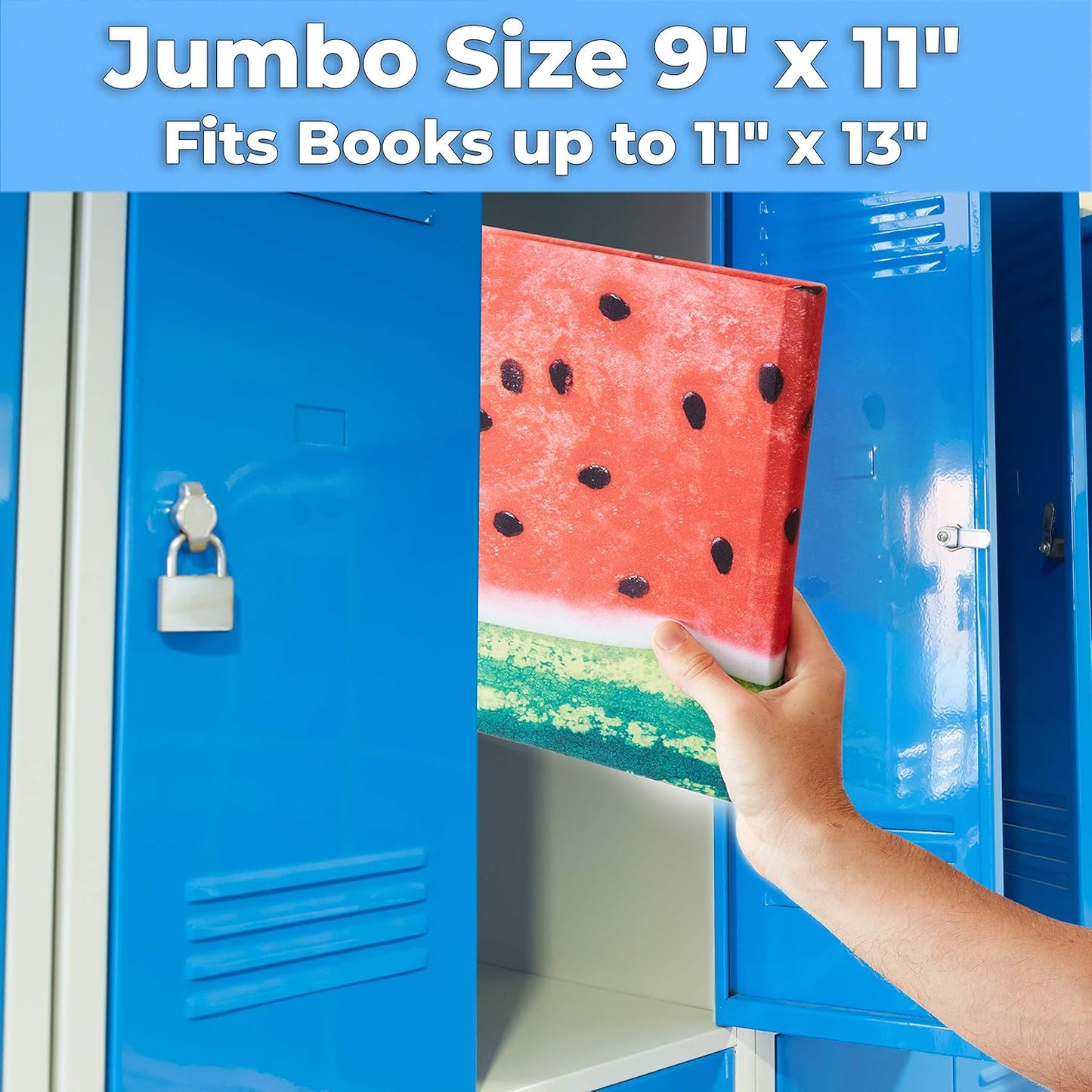 Easy Apply, Reusable Book Covers 1 Pk. Best Jumbo 9x11 Textbook Jackets for Back to School. Stretchable to Fit Most Large Hardcover Books. Perfect Fun, Washable Designs for Girls, Boys, Kids and Teens