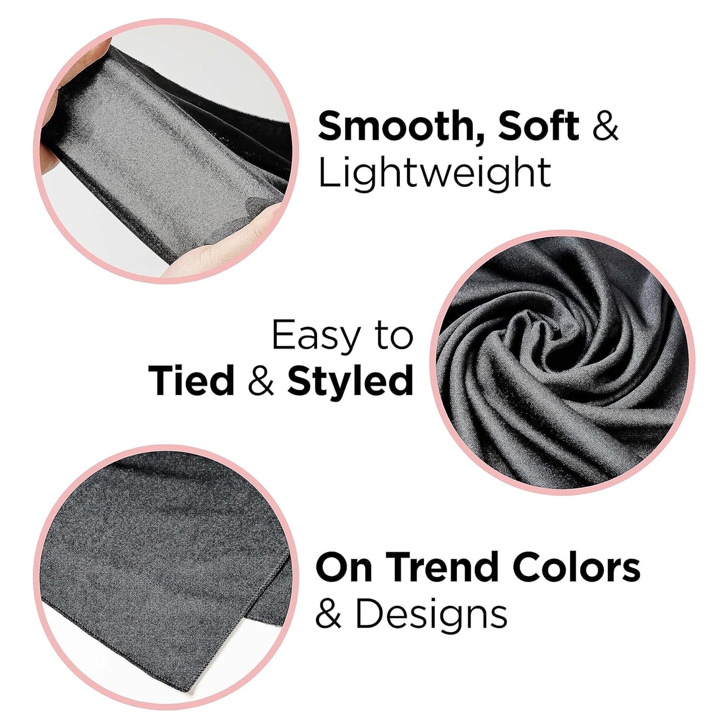 KISS COLORS & CARE Soft Satin Wrap Scarf - Black, Long Lasting, Multi-Purpose, Soft Premium Scarf For Minimizing Frizz, Preventing Breakage & Securing Hair Styles, Wigs & Weaves For All Hair Styles