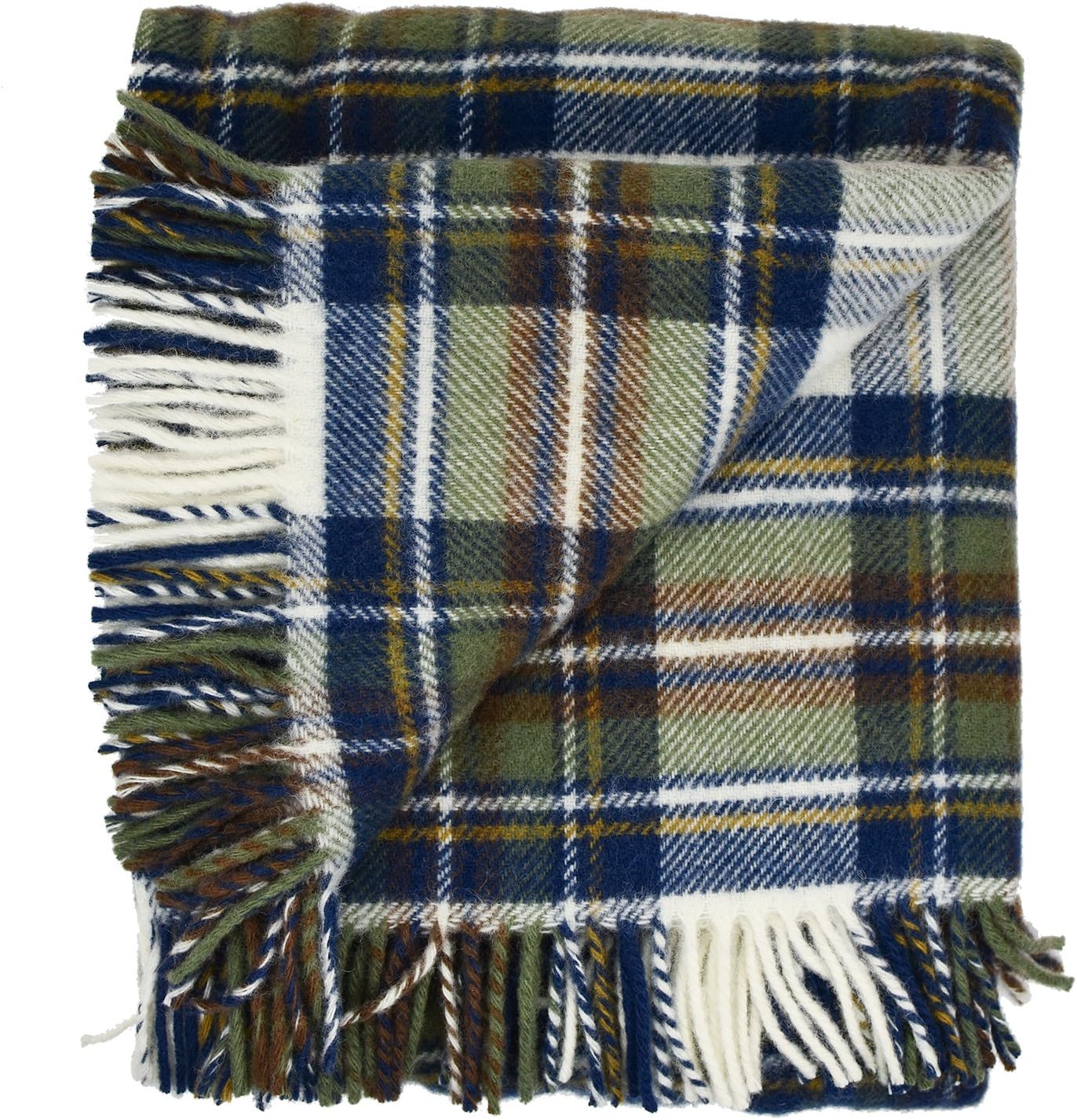 Prince of Scots Highland Tweeds 100% Pure New Wool Fluffy Throw ~ Muted Blue Dress Stewart ~