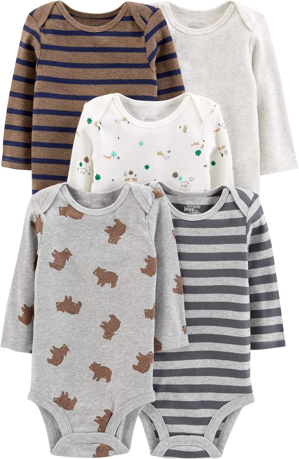 Simple Joys by Carter's Baby-Boys Long-Sleeve Bodysuit Pack of 5Bodysuit