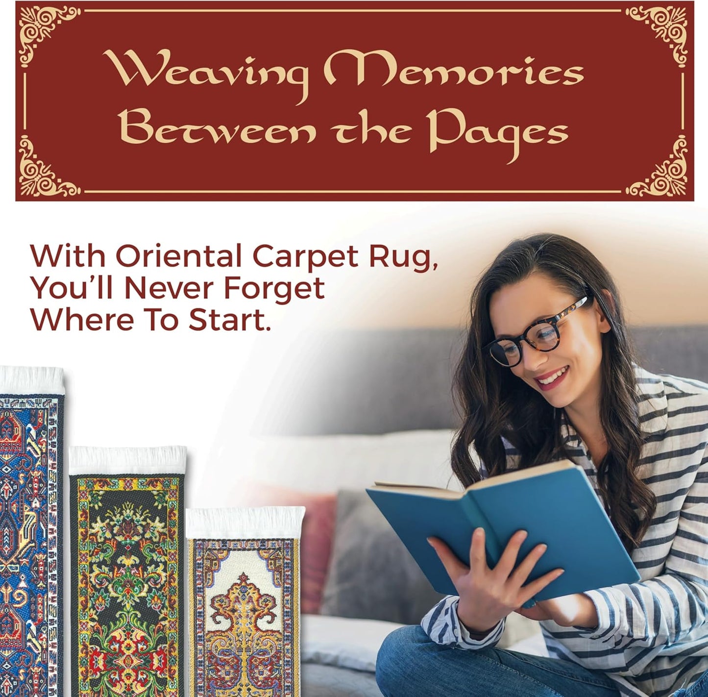 Oriental Carpet Bookmarks - Authentic Woven Fabric - Beige Collection - 2 Bookmark designsBeautiful, Elegant,Cloth Bookmarks! Best Gifts & Stocking Stuffers for Men,Women,& Teachers!