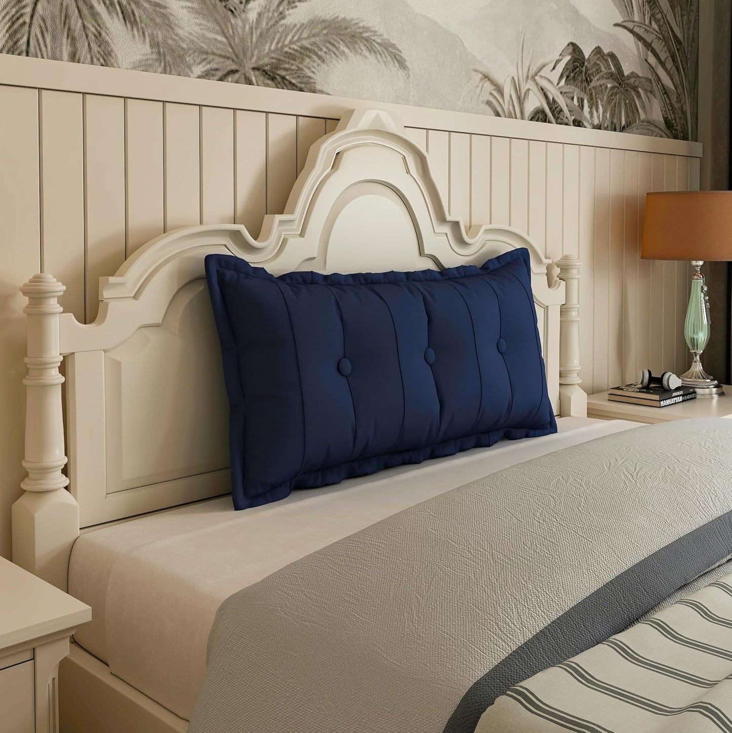Johnear Headboard Pillow Large Reading Pillows for Sitting in Bed Adult Daybed Cushion Backrest Bolster Pillow Support Positioning Sofa Rest （Blue, 39 x 3 x 20 inches）