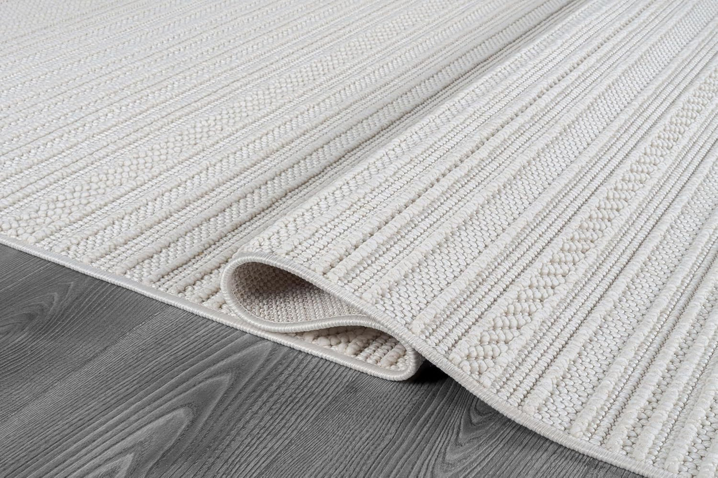 Indoor Area Rug 8x10 White Polyester Indoor Rugs Stripe Soft Loop Easy Clean Carpet for Living Room Bedroom Dining Room Hallway Office Entryway (8 X 10 White)