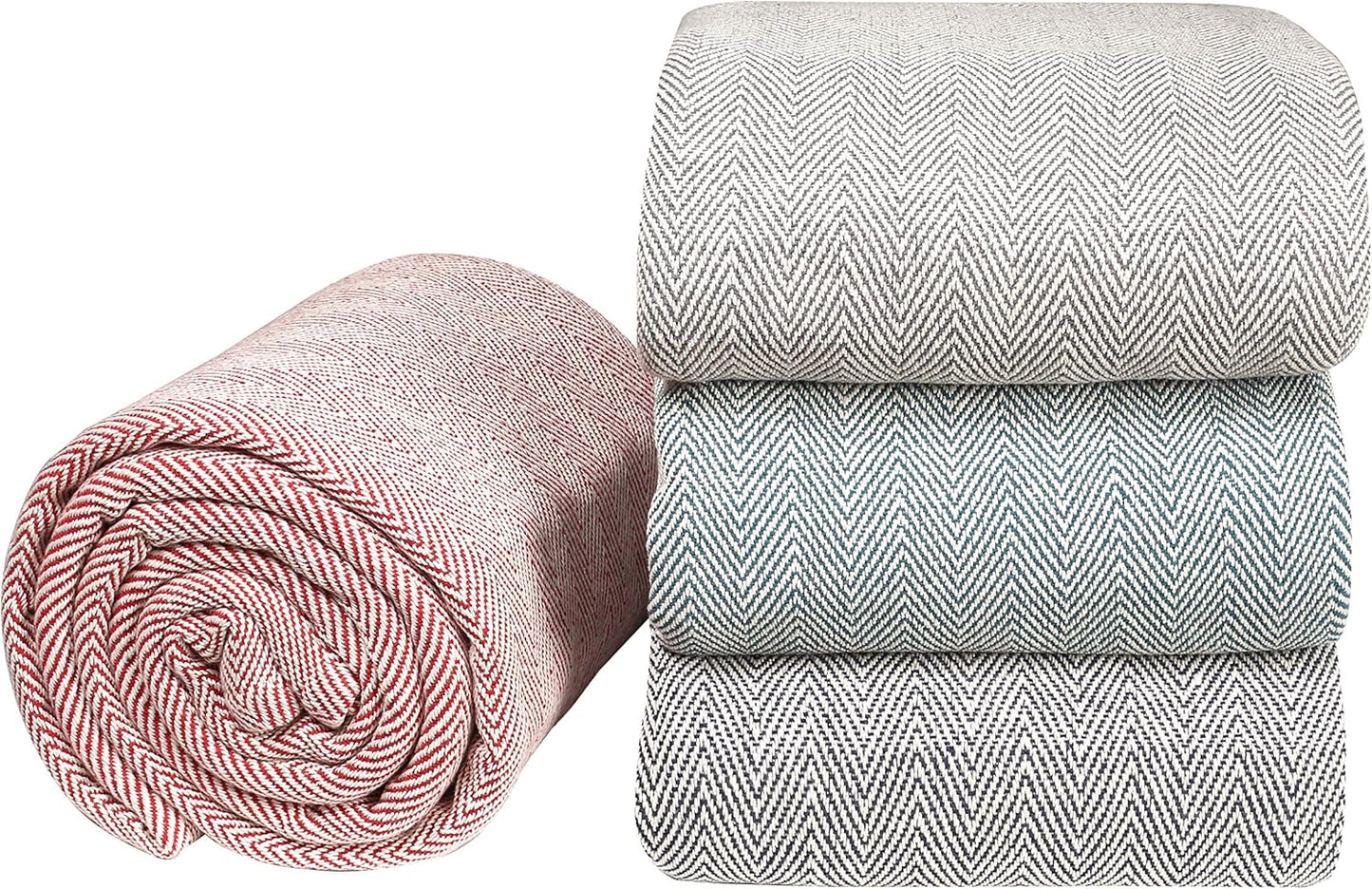 Glamburg 100% Soft and Breathable Cotton Thermal Blanket Twin Red - Perfect for Layering Any Bed for All Season