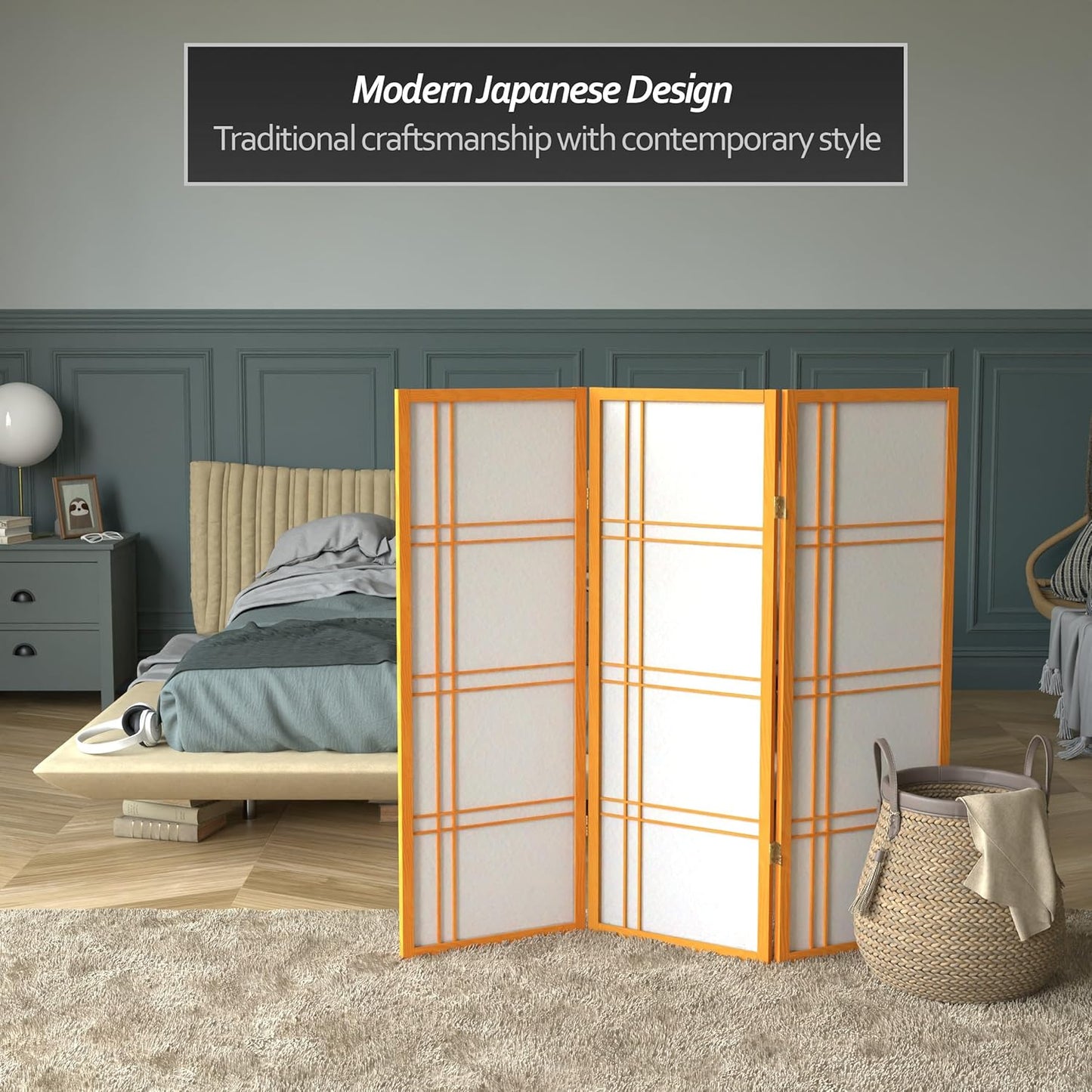 4 ft. Short Double Cross Shoji Screen - Honey - 3 Panels