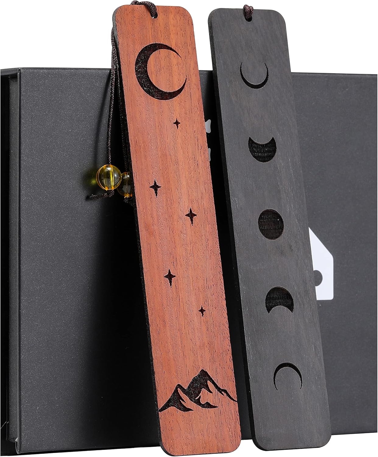 Homemade Moon Design Wooden Bookmarks - 2 Pieces, Perfect for Graduation, Teacher, Retirement, Mother's Day & Christmas Gifts
