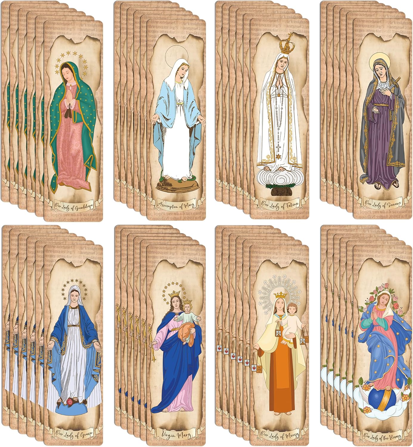 Religious Bible Catholic Bookmarks, 48 Pcs Virgin Mary Christian Book Markers, Scripture Bible Study Gifts for Women Men Book Lovers